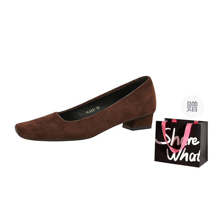BIGTREE BIGTREE Suede Chunky Heel High Heels Women's