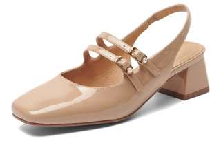 PT'SON Patent Leather Chunky Heel High Heels 4.5 Women's