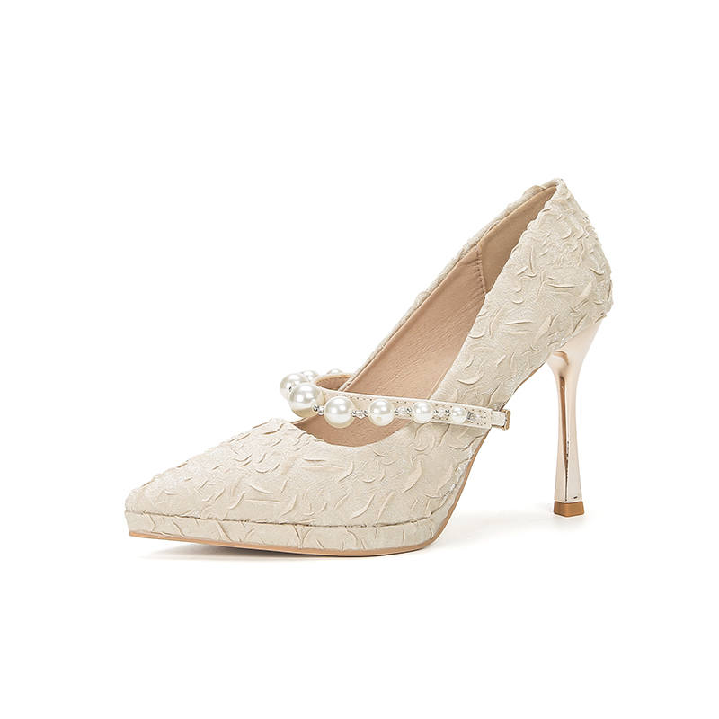 Zubumei Silk High Heels Women's Champagne
