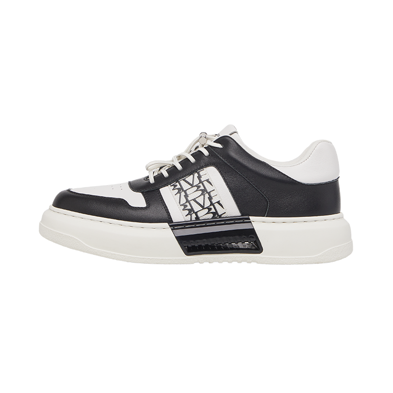 VICKI BROWN Cow Leather Low top Skateboard Shoes Men's Black White
