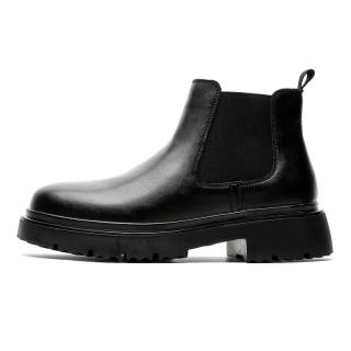 CHILANG Pu Fleece Lined Thermal Short Chelsea Boots Men's Black