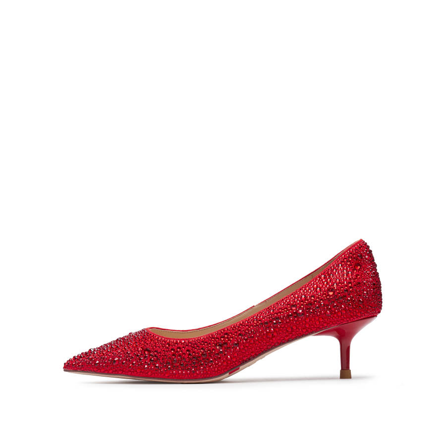 Staccato Sheepskin Slim Heel High Heels 7.5cm Women's Festive Red