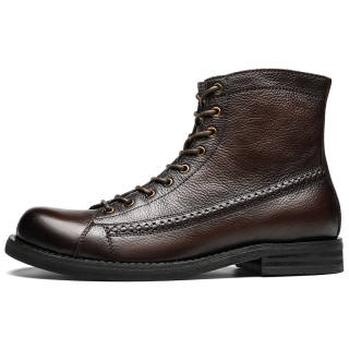 DIENGRLEY Top Grain Cow Leather Short Combat Boots Men's