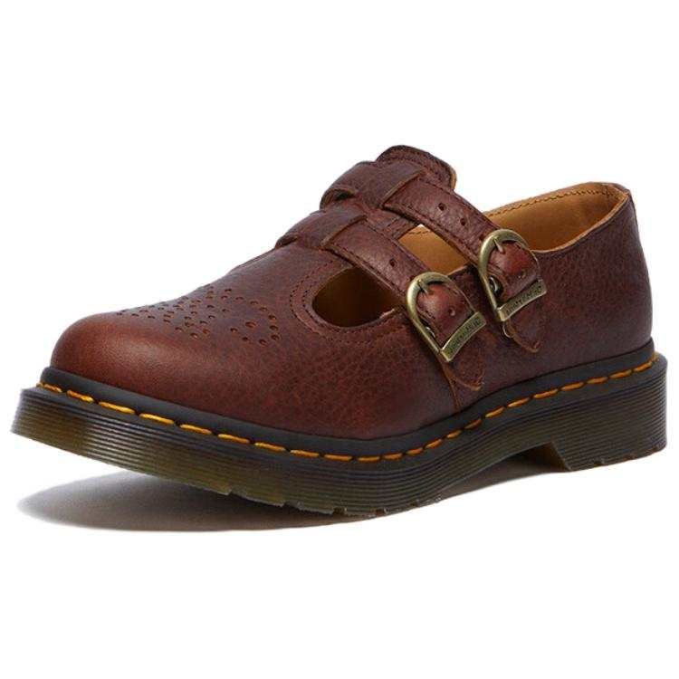 Dr.Martens Cow Leather Mary Jane Shoes Women's Red Brown
