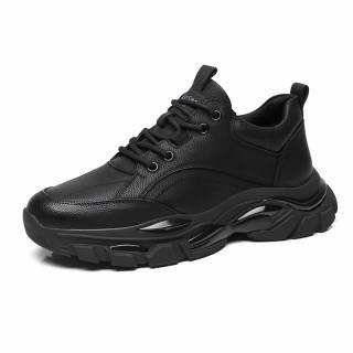 Mulinsen Cow Split Leather Cushioning, Wear Resistant Low top Casual Shoes Men's Black