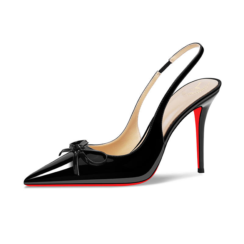 YING YING Patent Leather Slim Heel High Heels Women's Black