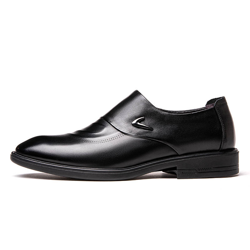 PINYI Top Grain Cow Leather Casual Shoes Men's Black