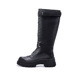 R'AZZURRO Top Grain Cow Leather Knee high Boots Women's Premium Black