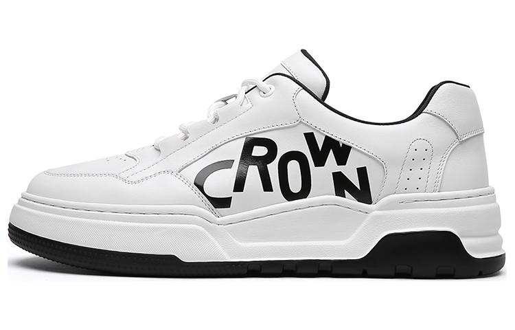 CROWN Cow Leather Slip Resistant Abrasion Resistant Low top Skateboard Shoes Men's