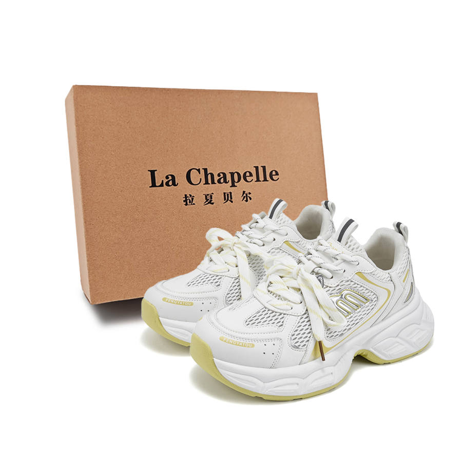 La Chapelle Anti Slip Wear Resistant Low Top Chunky Sneakers Women's Yellow