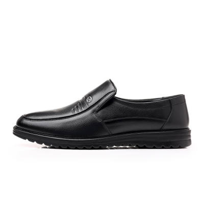 HUANAI Casual Leather Shoes Men's Low Top Black
