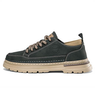 ARTHURBUILL Casual Leather Shoes Men's Low Top Gray Apricot