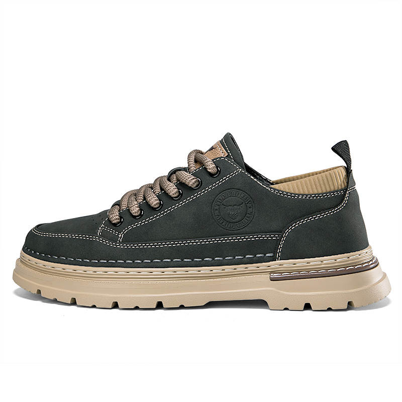ARTHURBUILL Casual Leather Shoes Men's Low Top Gray Apricot