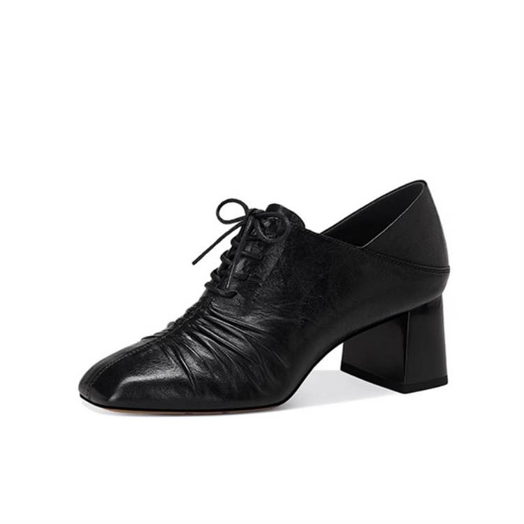 JESSICA SOPHIA Sheepskin Chunky Heel High Heels Women's