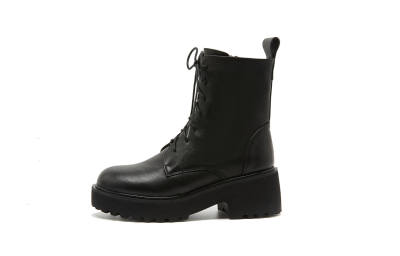 VEDULLAR Top Grain Cow Leather Short Combat Boots 6cm Women's