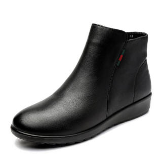 XINNUO Cow Leather Ankle Boots 3.2cm Women's Black