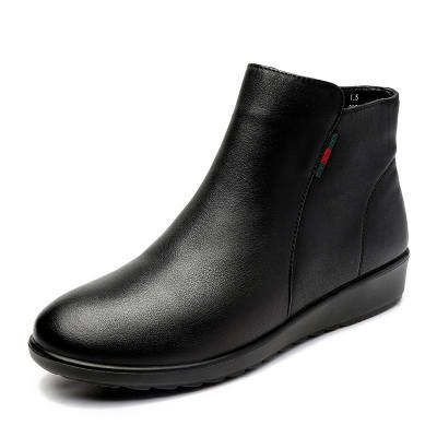 XINNUO Cow Leather Ankle Boots 3.2cm Women's Black