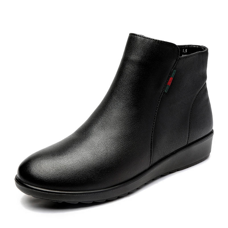 XINNUO Cow Leather Ankle Boots 3.2cm Women's Black