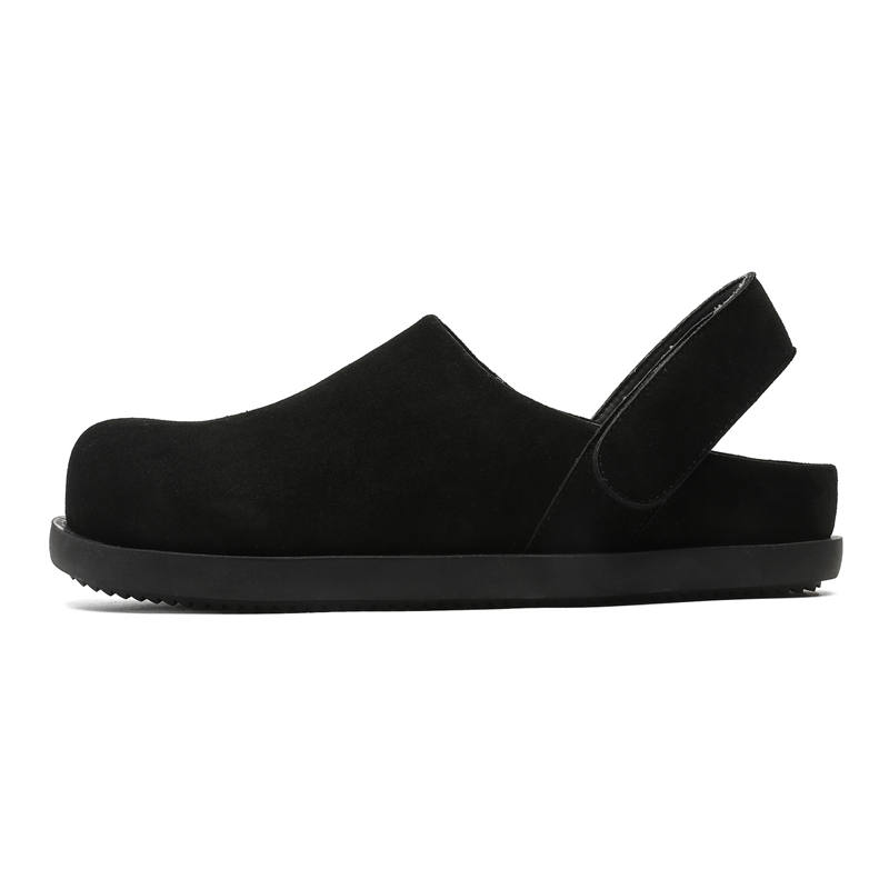 LUNMADENG Rubber Sole Stitching Abrasion Resistant Slip Resistant Closed Toe Slippers Unisex Black