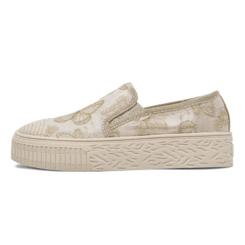 CAMEIDO Fabric Casual Shoes 4cm Women's Gold