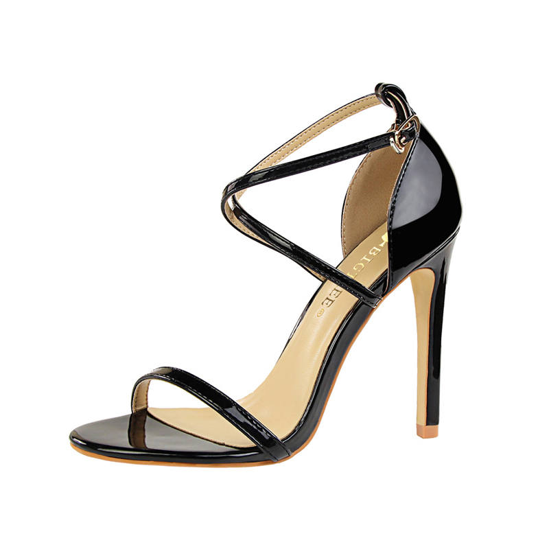 BIGTREE BIGTREE Patent Leather One Strap Sandals Women's