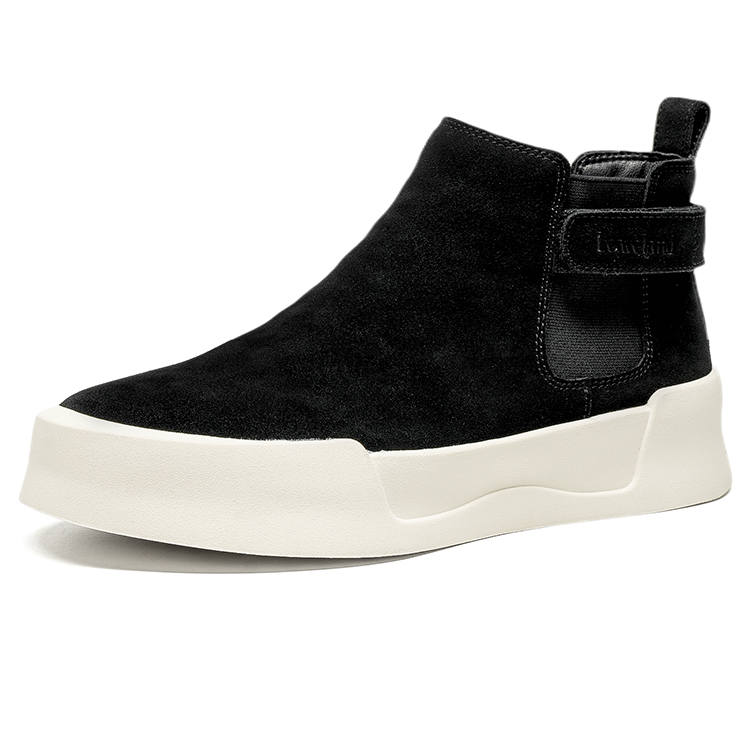 LEAVELAND Fleece Lined Thermal, Cow Split Leather, Vintage Fashion Convenient Shaft Platform Chelsea Boots Men's