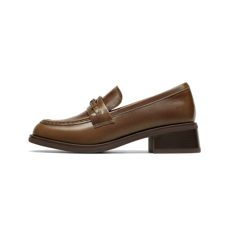 GOLDLION Cow Leather Loafers 4cm Women's
