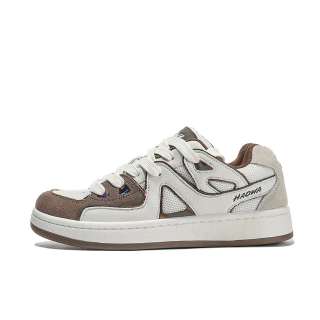 HAOWA Xuanying Collection, Mysterious Brown Shadow Cow Split Leather Low top Skateboard Shoes Unisex Beige Brown
