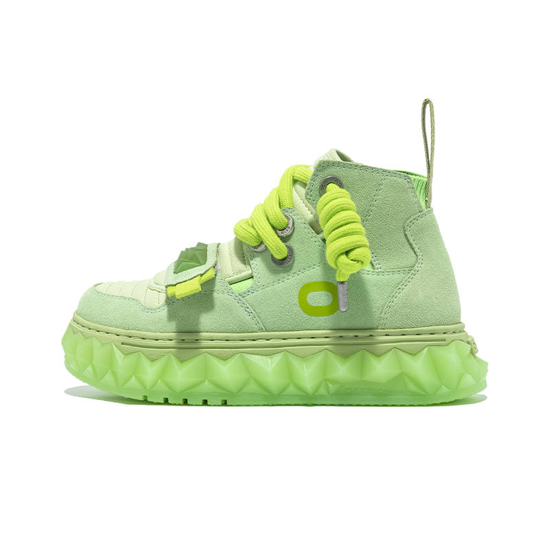 OETZI Cow Split Leather High top Skateboard Shoes Unisex Light Green