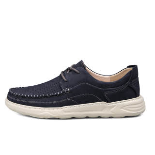 GESHISHI Casual Leather Shoes Men's Low Top Black/Khaki