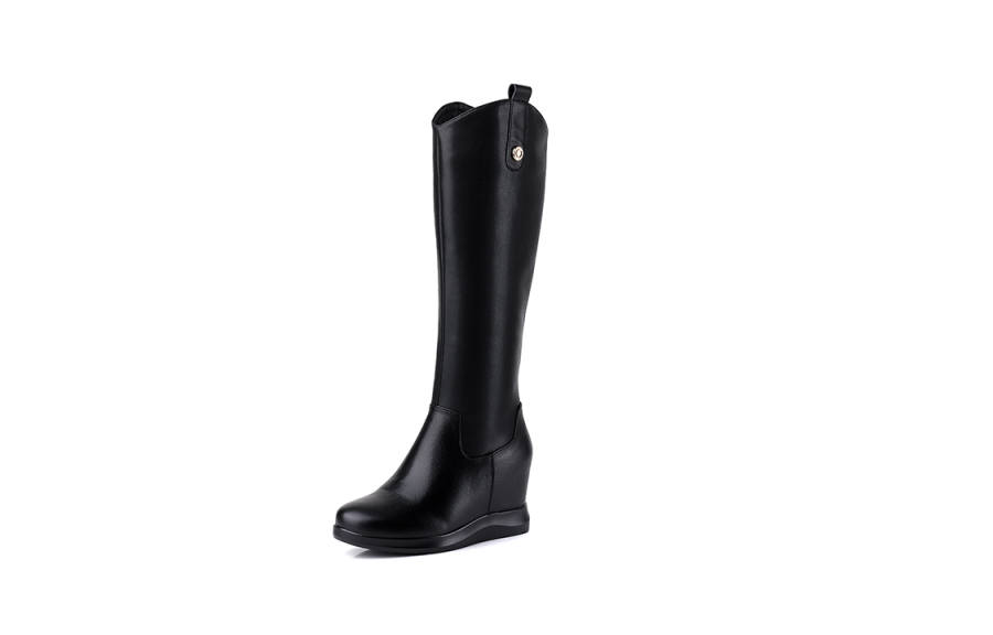 VEDULLAR Pu Minimalist Style Versatile Fashion, Fleece Lined Knee high Boots 3cm Women's
