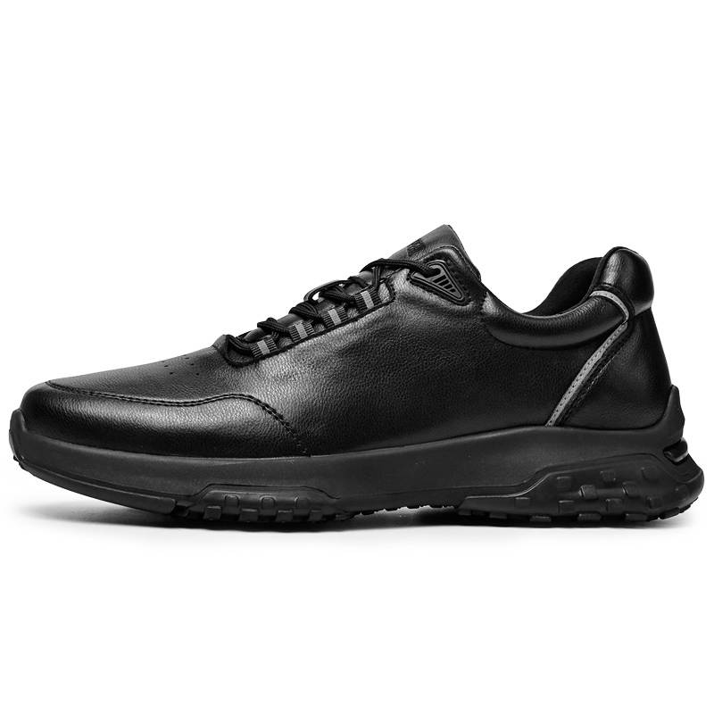 PEHL Casual Leather Shoes Men's Low Top Black