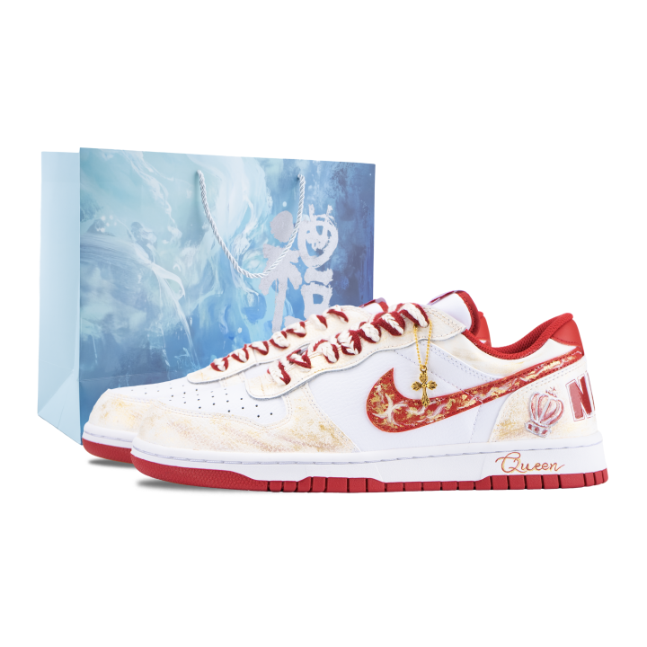 Nike Nike Big Blush Crown Abrasion Resistant Low top Skateboard Shoes Men's White Red