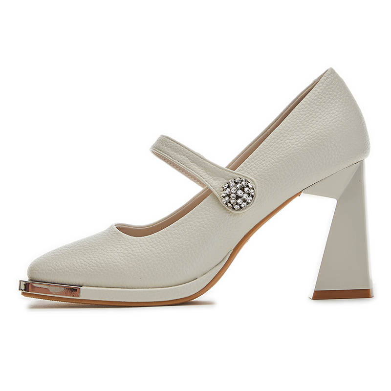 POOQ Pu Chunky Heel High Heels 8.5cm Women's