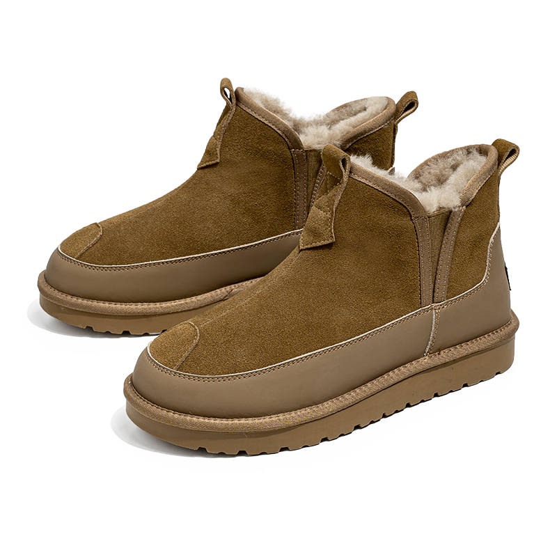 DAISHUTOU Nubuck Trendy Versatile Fleece Lined Short Snow Boots Men's