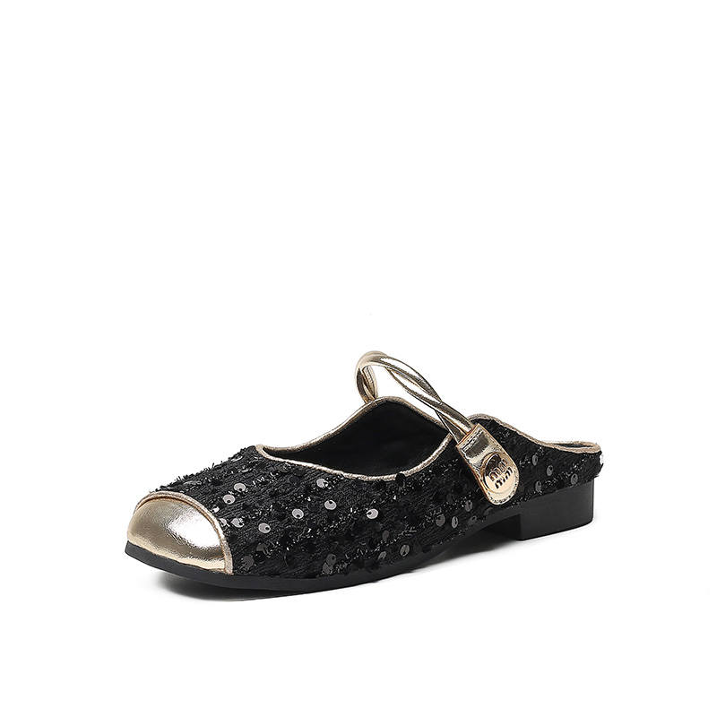 DUSTO DUSTO Stitching Leather Patchwork Closed Toe Slippers Women's