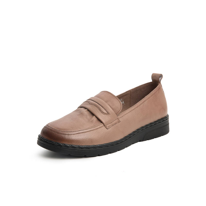 RED DRAGONFLY Cow Leather Loafers Women's Cameo Brown