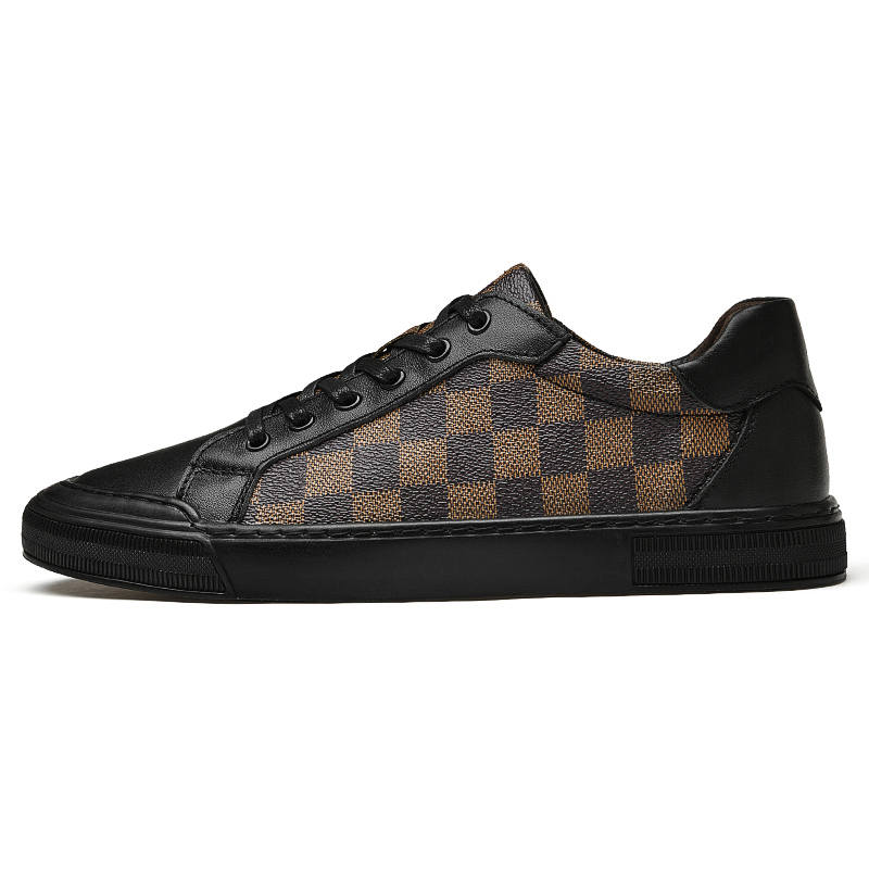 GONGNIULEITING Top Grain Cow Leather Slip Resistant Slip Resistant Low top Skateboard Shoes Men's