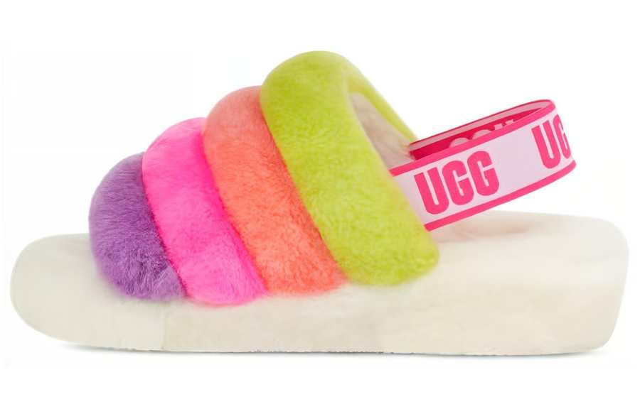 UGG UGG FLUFF YEAH One Strap Sandals Women's White