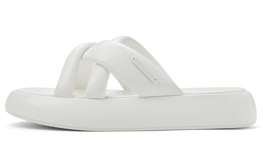 CHARLES&KEITH Composite Sole Slide Slippers 3.5cm Women's White/Black/Butter/Dark Denim Blue