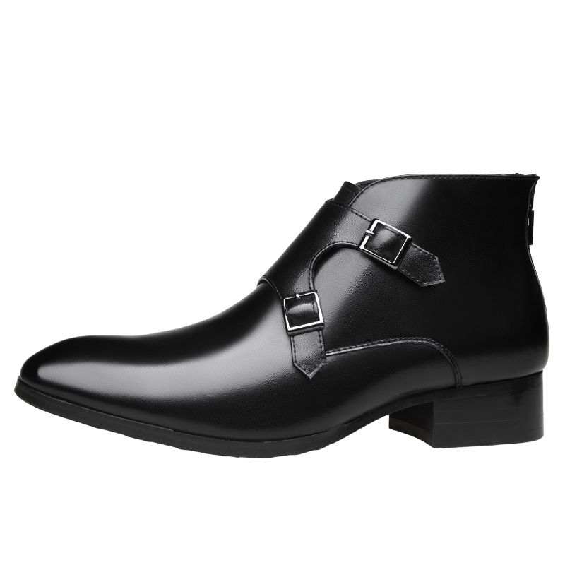LUOMAIKE Leather Fleece Lined Thermal Ankle Boots Men's Black