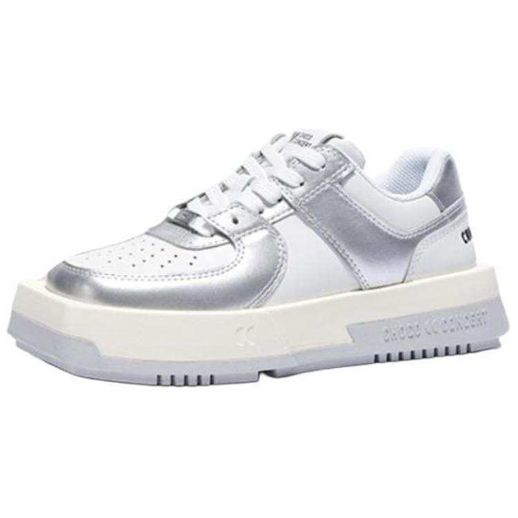 CHOCO CONCERT Cow Leather Low top Casual Shoes Unisex Metallic Silver