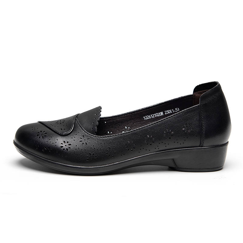 AOKANG Cow Leather Breathable Cut Out Casual Shoes Women's