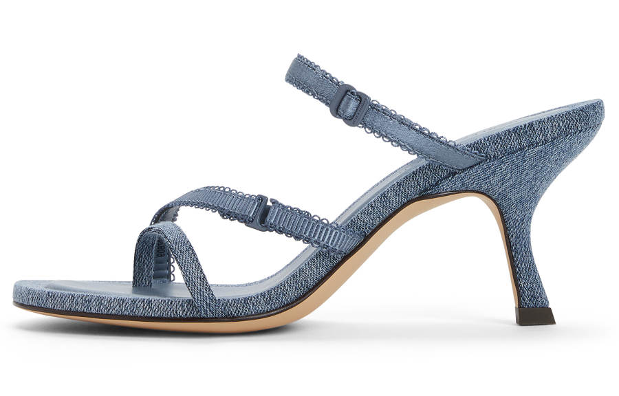 CHARLES&KEITH Composite Sole Slide Slippers 7.7cm Women's Silver/Dark Denim Blue/Black Textured