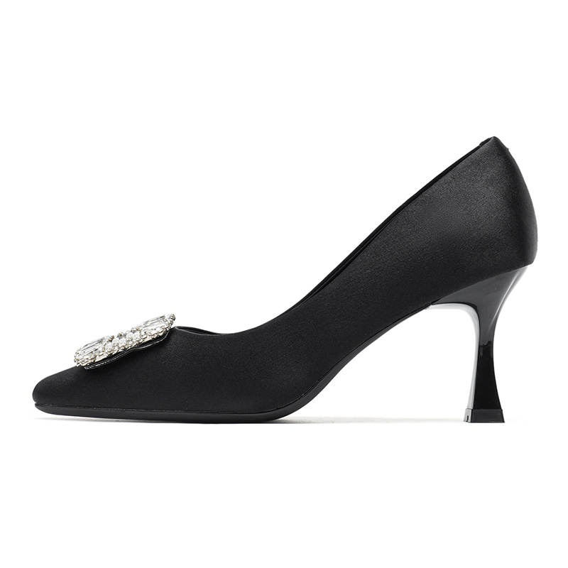 Zubumei Leather Slim Heel High Heels 7cm Women's