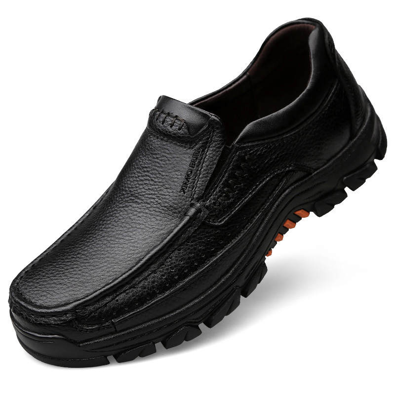 XIMO BULL Casual Leather Shoes Men's Low Top Black