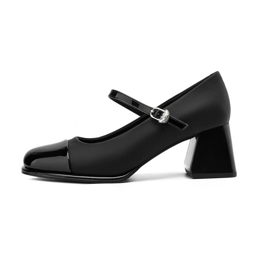 DAPHNE DAPHNE Pu Chunky Heel Mary Jane Shoes Women's