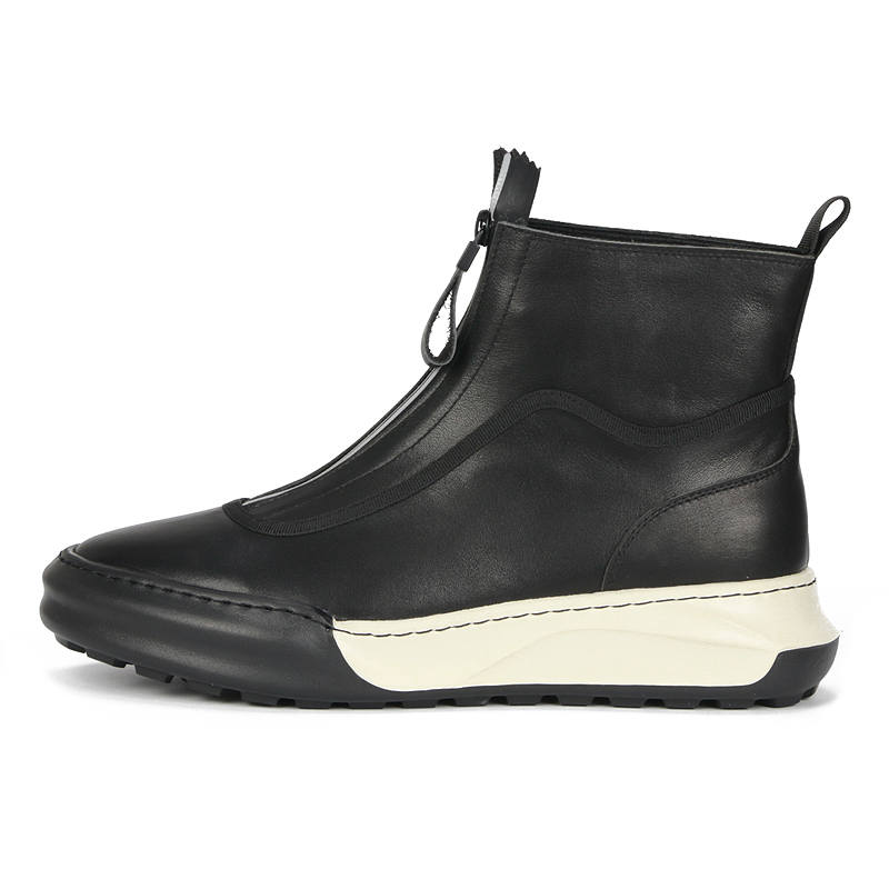 TAIDIAN Top Grain Cow Leather Ankle Boots Men's Black
