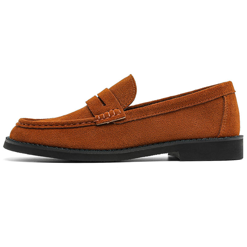 WEISHIBANGWEI Cow Suede Loafers Men's Brown
