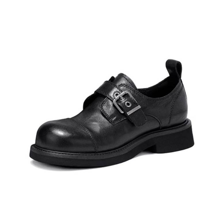 JESSICA SOPHIA Top Grain Cow Leather Loafers 3cm Women's Black
